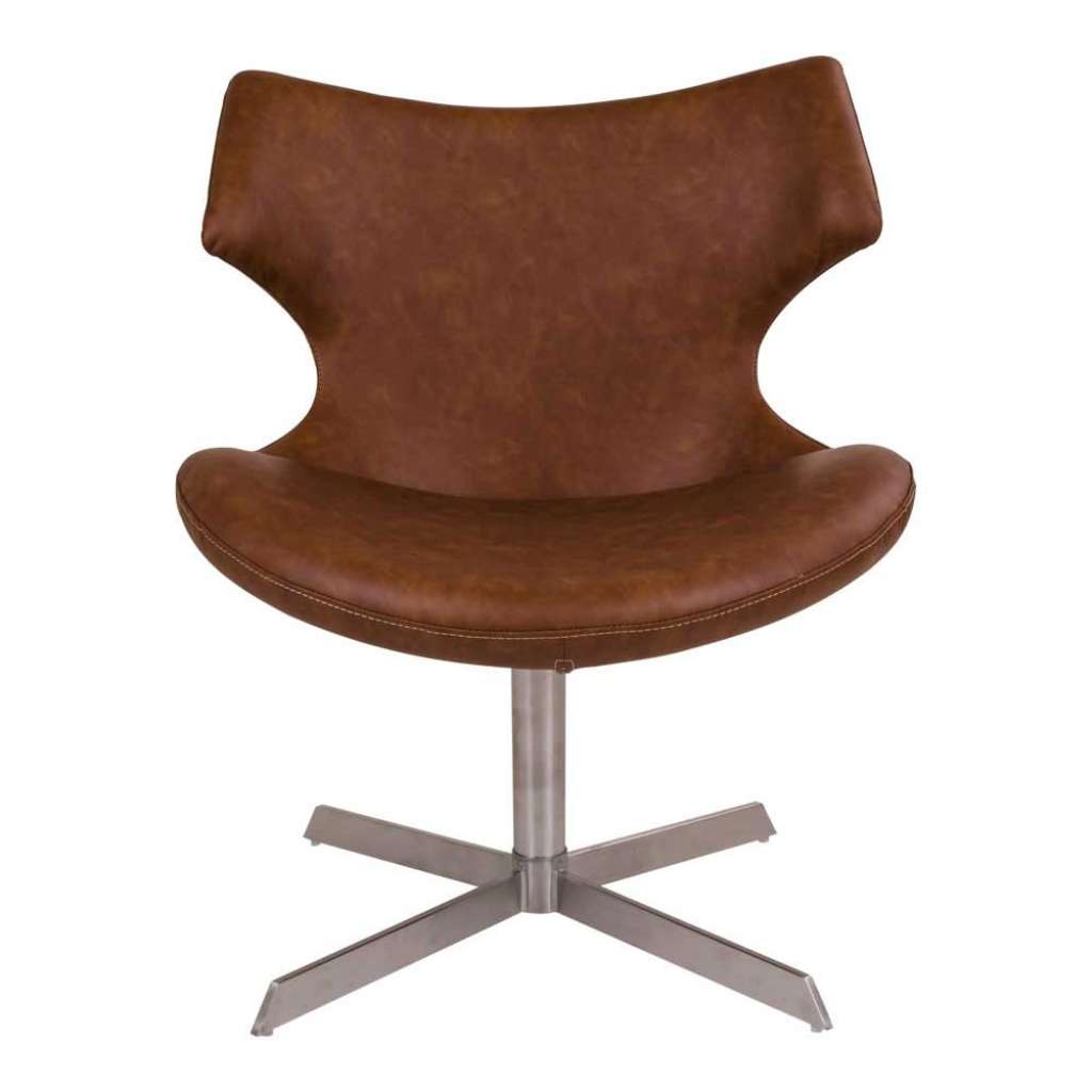 Lounge Sessel in Cognac Braun Kunstleder 65 cm breit