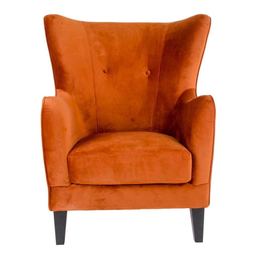 Polstersessel in Orange Samt Skandi Design