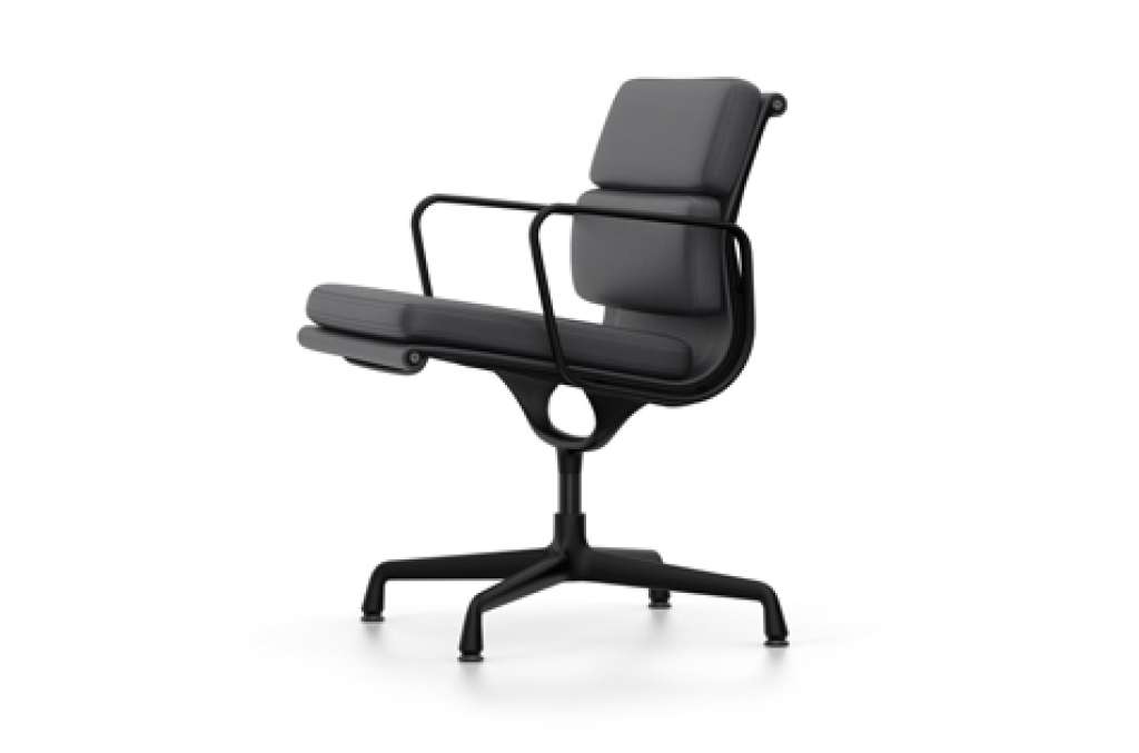 Vitra - EA 208 Soft Pad Chair - Vitra Leder 67 asphalt - indoor
