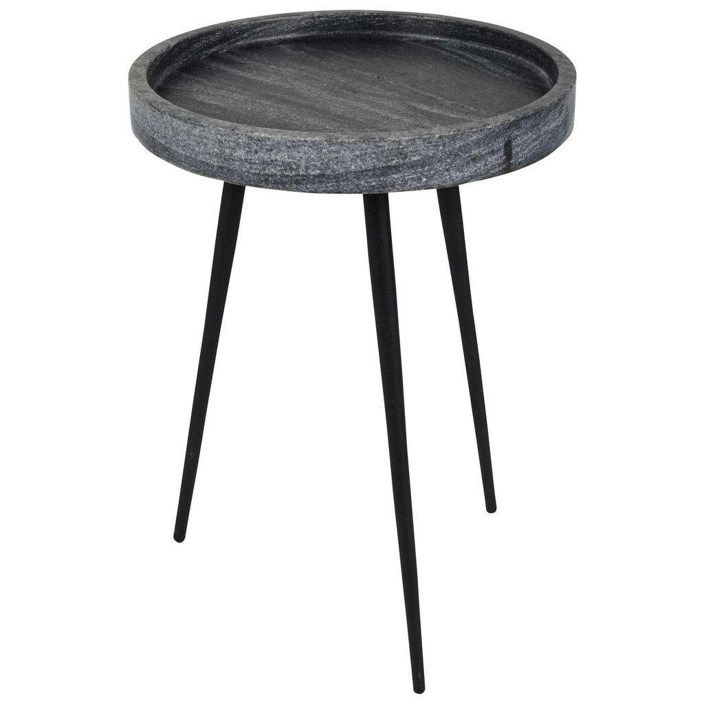 BEISTELLTISCH rund Grau, Schwarz