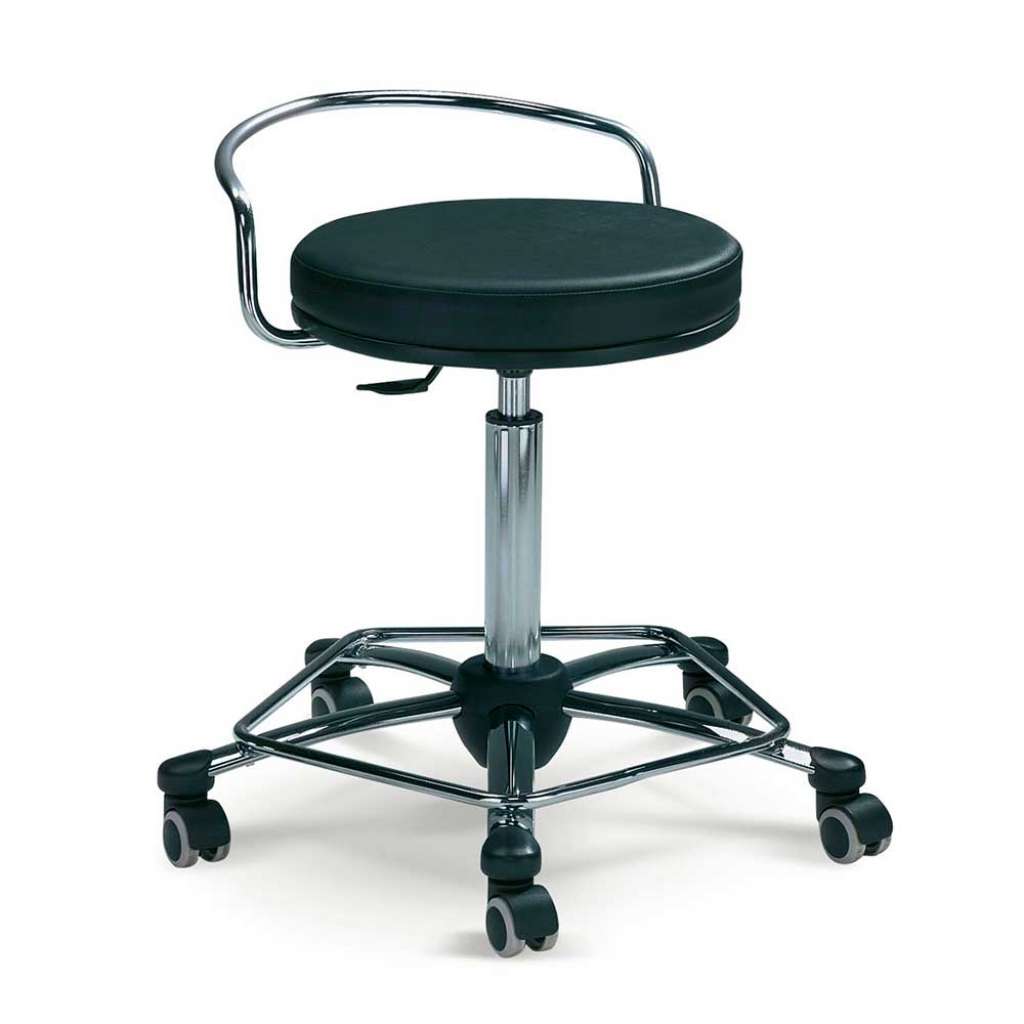 Sitzhocker in Schwarz Kunstleder und Chromfarben Gasdruck