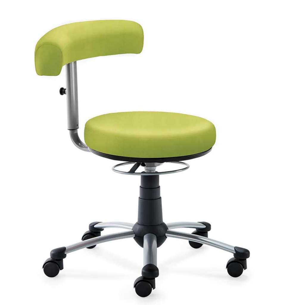 Arbeitsdrehhocker in Hellgrün Kunstleder Lehne