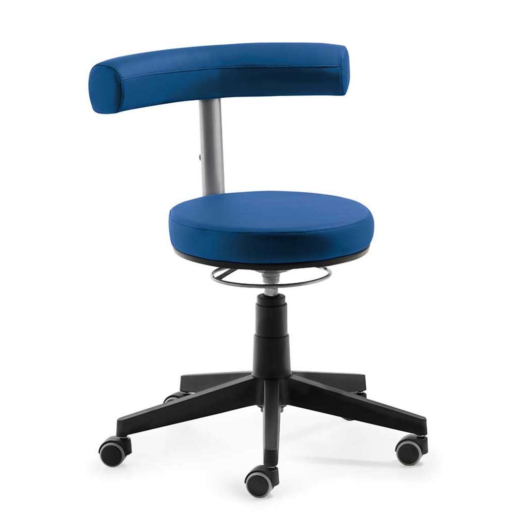 Hocker in Blau Kunstleder Rückenlehne