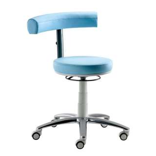 Arbeitsdrehhocker in Hellblau Kunstleder Lehne