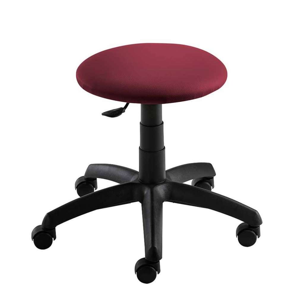 Arbeitsdrehhocker in Dunkelrot Kunstleder Gasdruck