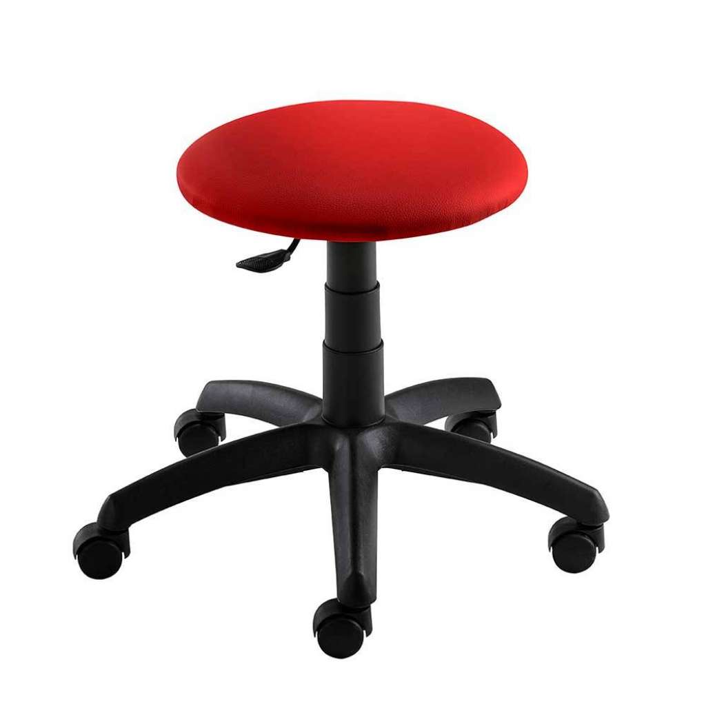 Bürohocker in Rot Kunstleder höhenverstellbar