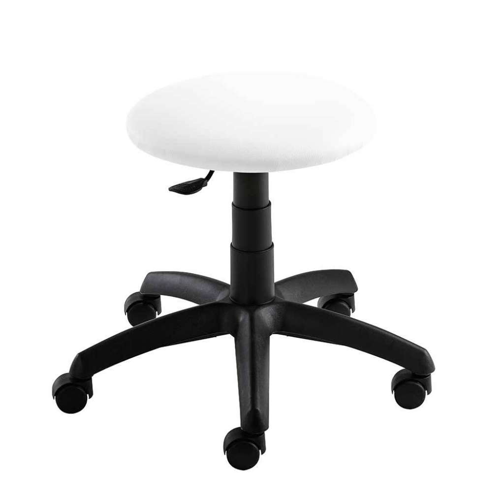 Höhenverstellbarer Hocker in Weiß und Schwarz Rollen
