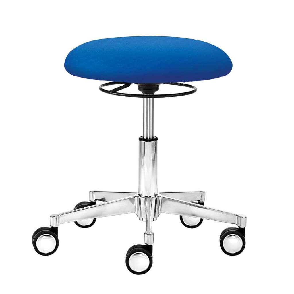 Drehhocker in Blau Webstoff Gasdruck