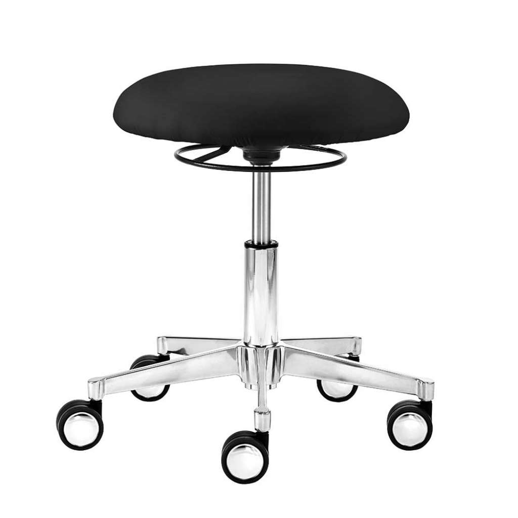 Rollen Hocker in Schwarz Kunstleder höhenverstellbar