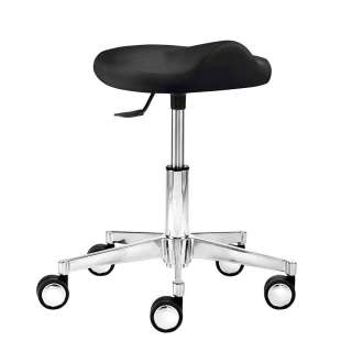 Arbeitsdrehhocker in Schwarz Kunstleder höhenverstellbar