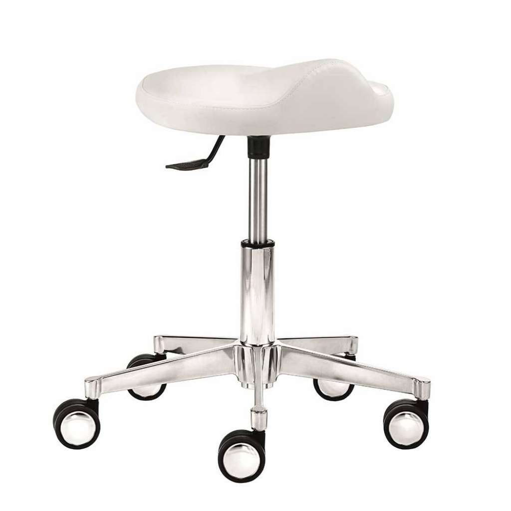 Bürohocker in Weiß Kunstleder dreh- und höhenverstellbar