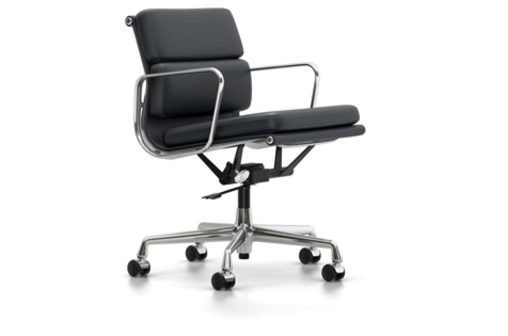 Vitra - EA 217 Soft Pad Chair - Vitra Leder 67 asphalt - indoor