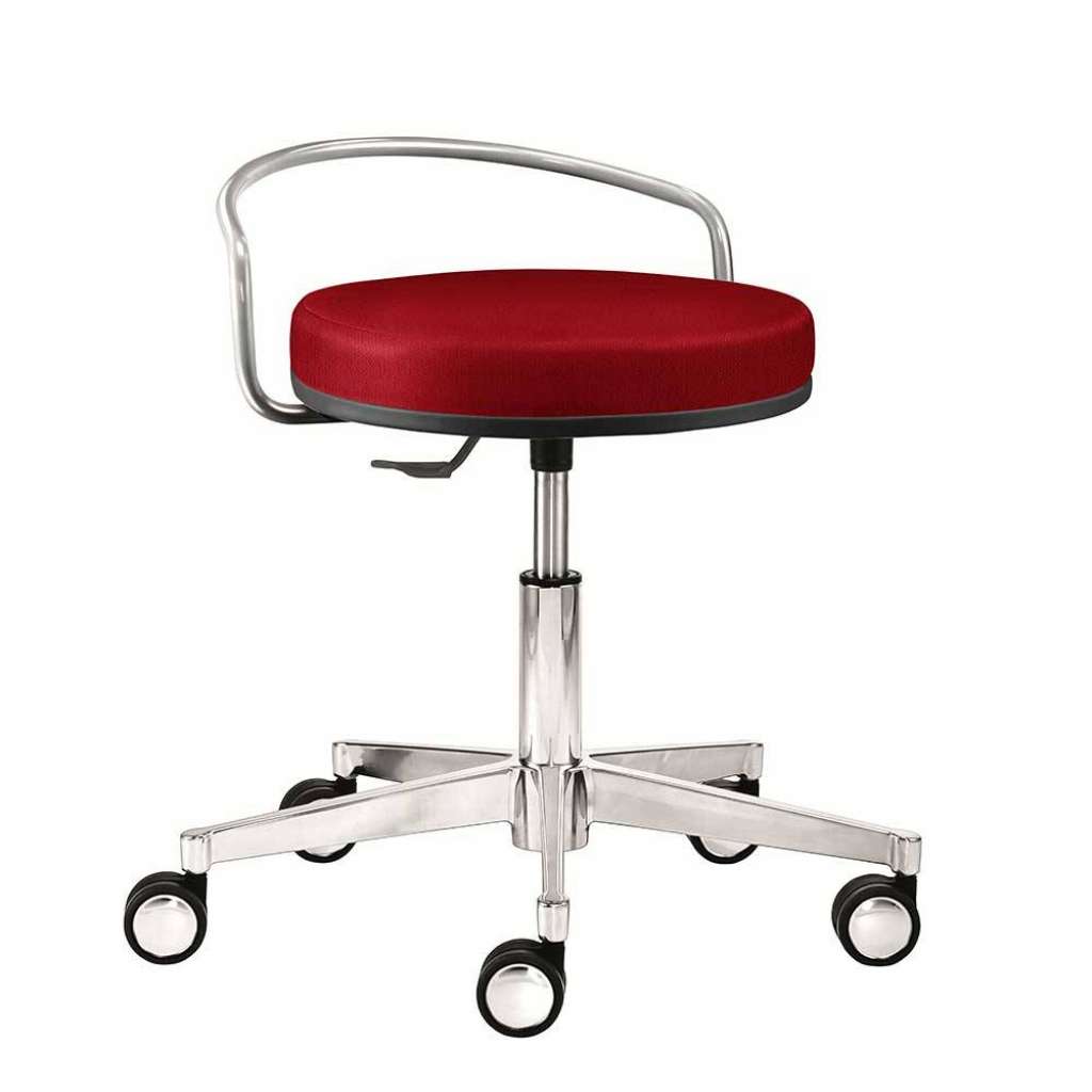 Arbeitsdrehhocker in Rot Webstoff Gasdruck