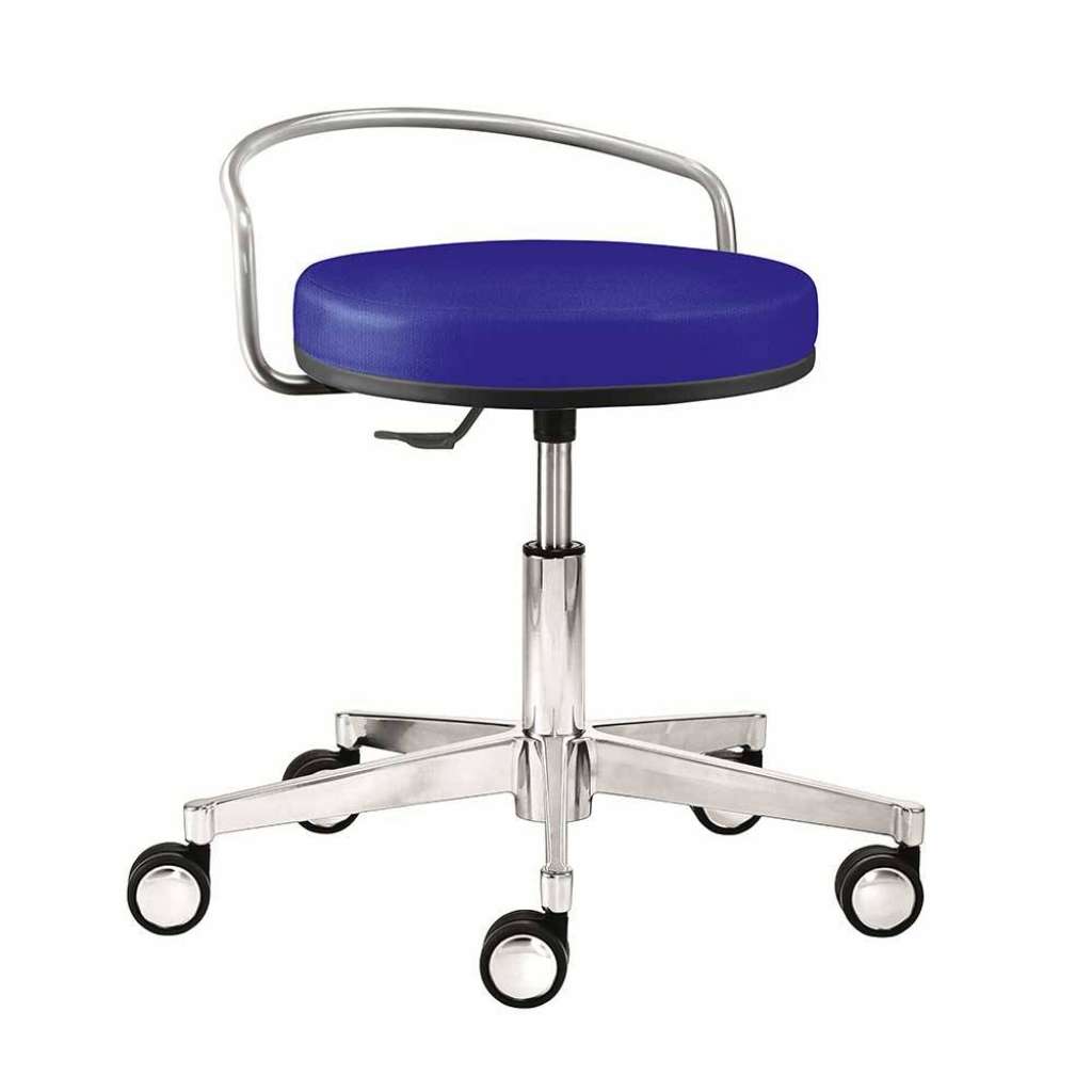 Arbeitshocker in Blau Webstoff Gasdruck