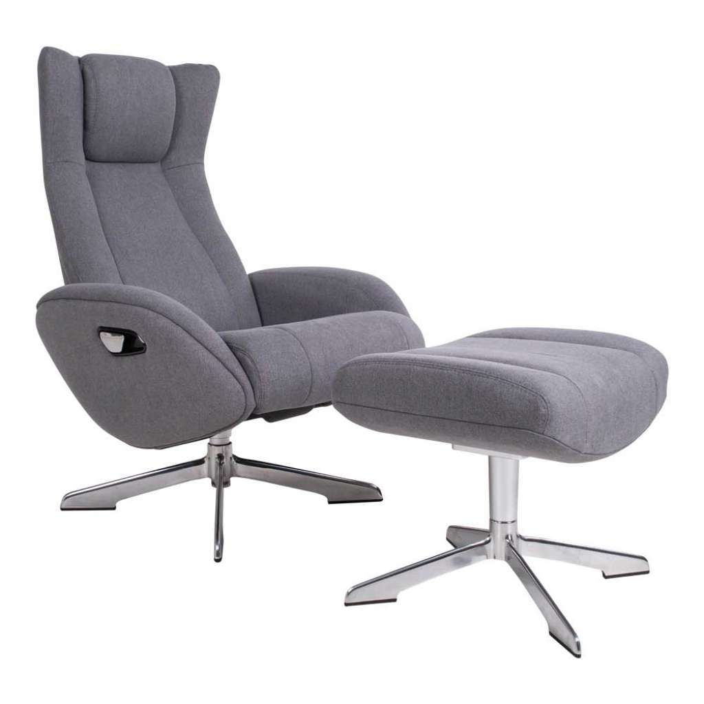Relaxsessel in Grau Webstoff Fußhocker (2-teilig)