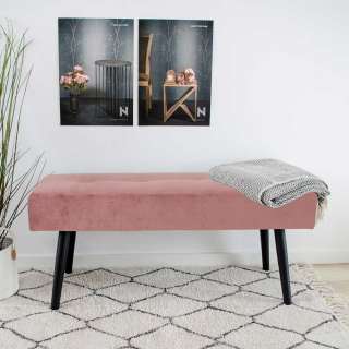 Schlafzimmerbank in Rosa Samt 100 cm breit