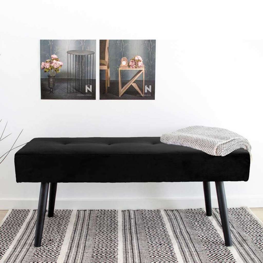 Schlafzimmerbank in Schwarz Samt 100 cm breit