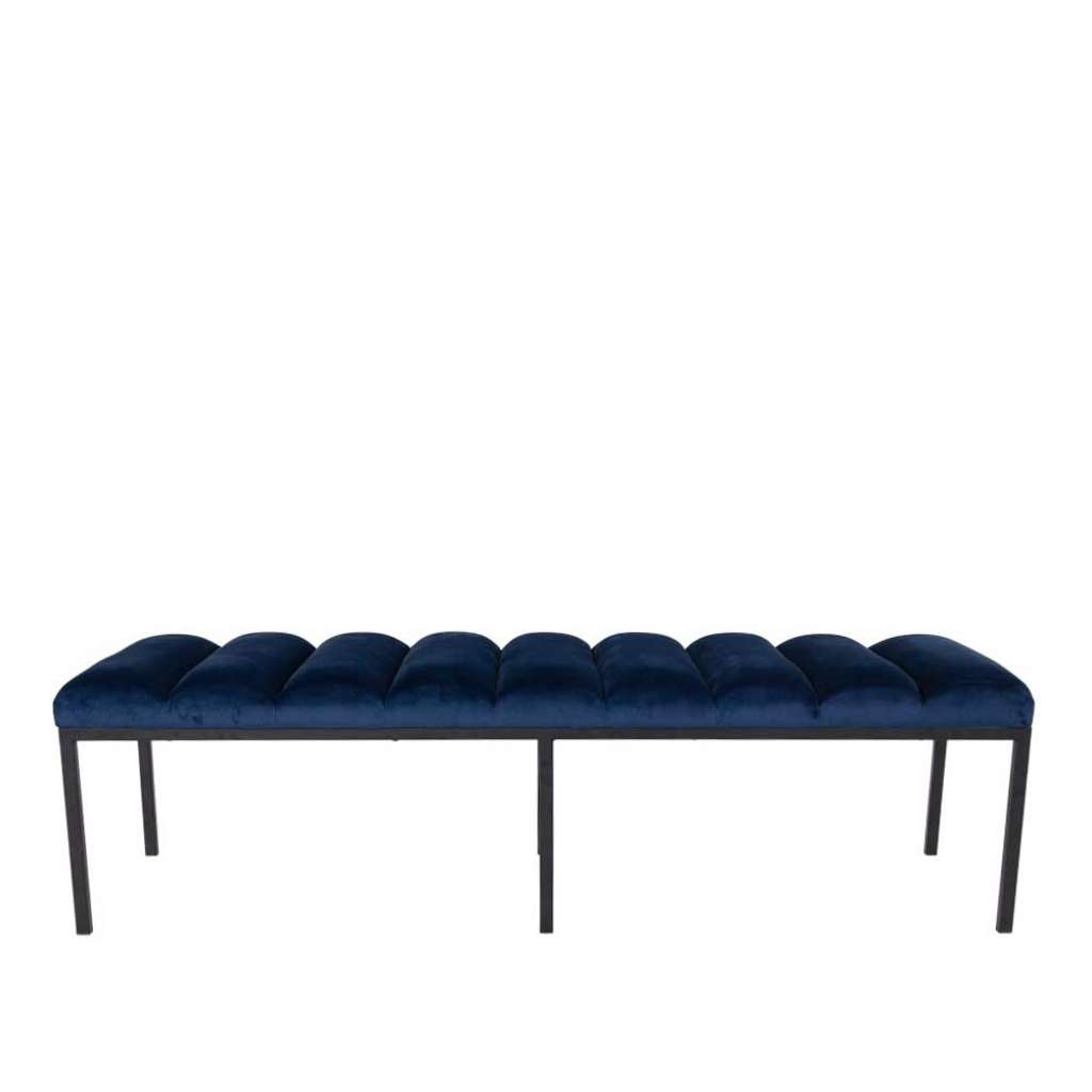 Samt Bettbank in Dunkelblau 135 cm breit