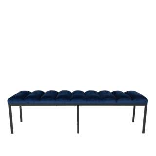 Samt Bettbank in Dunkelblau 135 cm breit