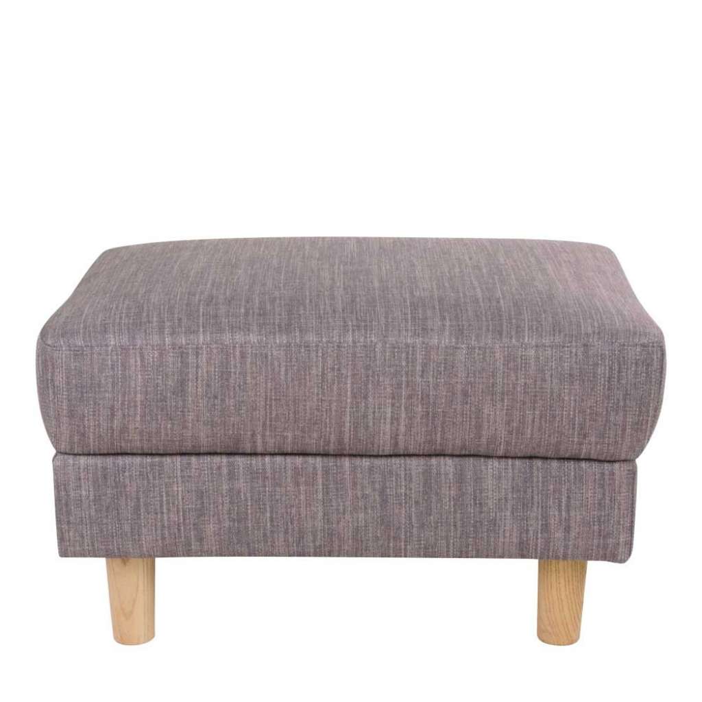 Sofahocker in Hellgrau Webstoff Skandi Design