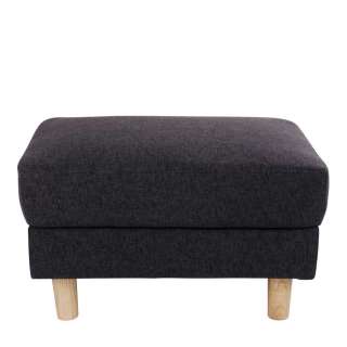Polsterhocker in Dunkelgrau Webstoff Skandi Design