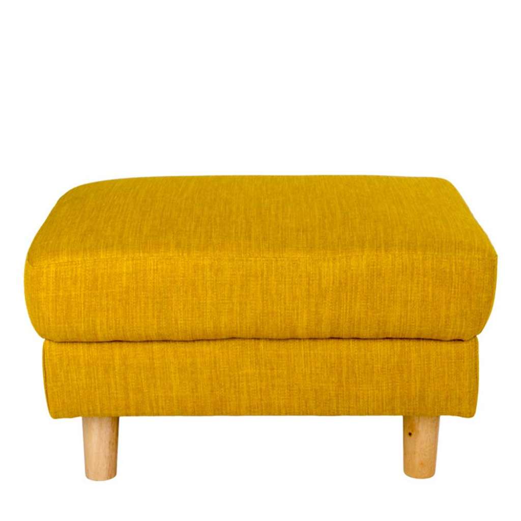 Polsterhocker in Gelb Webstoff Skandi Design