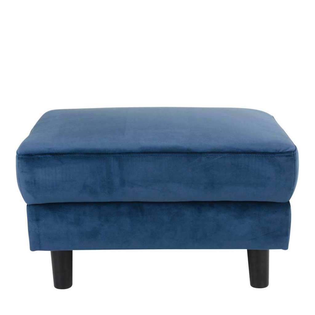 Samt Sofahocker in Dunkelblau Skandi Design