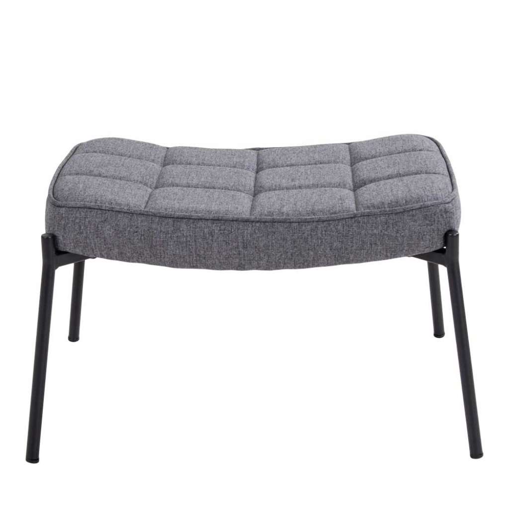Polsterhocker in Grau Webstoff 4-Fuß Gestell aus schwarzem Metall