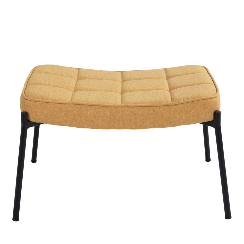 Sitzhocker in Gelb Webstoff 4-Fuß Gestell aus schwarzem Metall