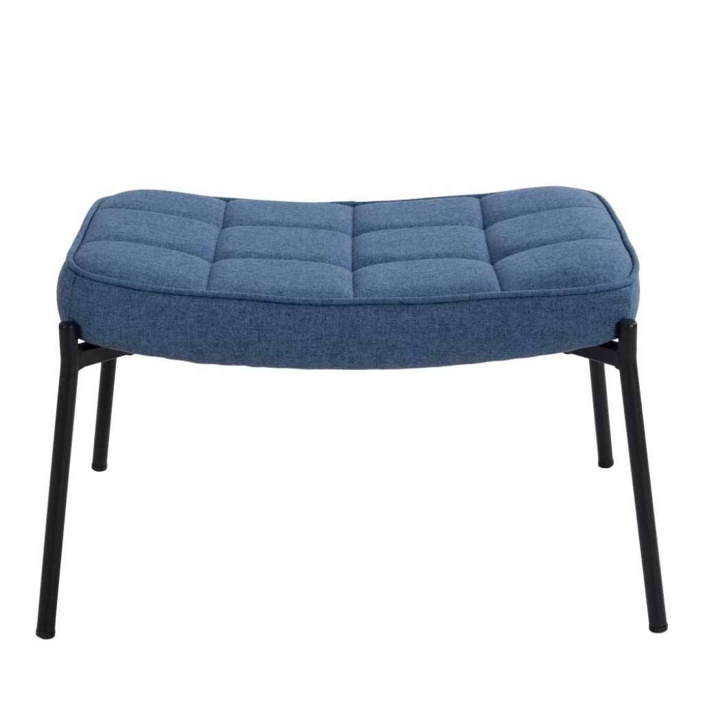 Polsterhocker in Blau Webstoff Skandi Design