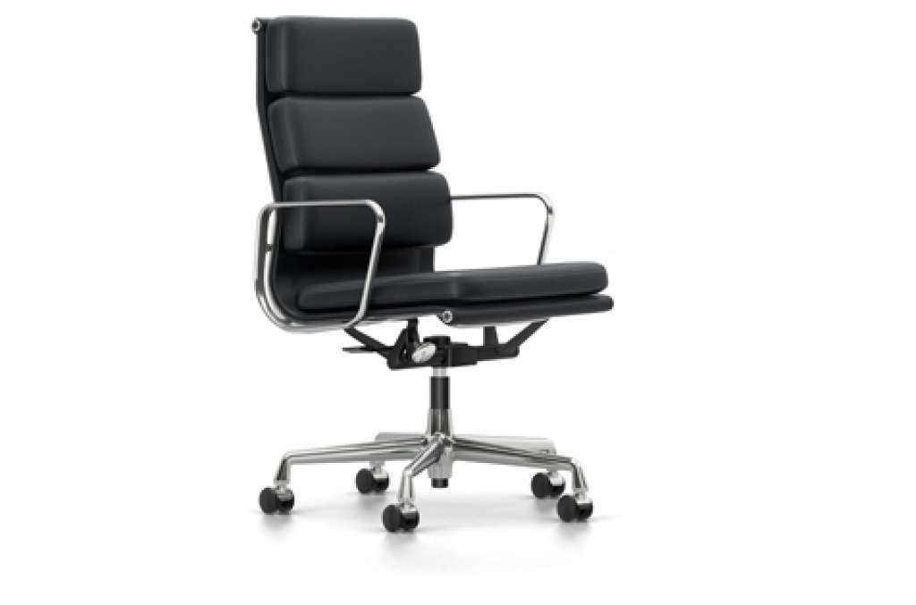 Vitra - EA 219 Soft Pad Chair - Vitra Leder 67 asphalt - indoor