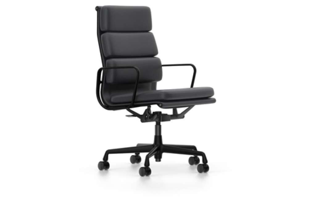 Vitra - EA 219 Soft Pad Chair - Vitra Leder 67 asphalt - indoor