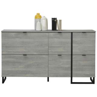 SIDEBOARD melaminharzbeschichtet, foliert Grau, Schwarz