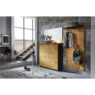 SCHUHSCHRANK Balkeneiche furniert lackiert Anthrazit, Eichefarben
