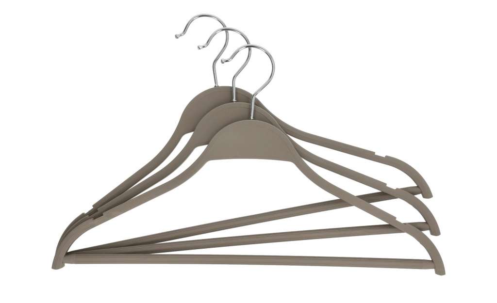 KHG Kleiderbügel, 3er-Set ¦ grau ¦ Kunststoff, Metall Aufbewahrung > Kleiderbügel - Höffner