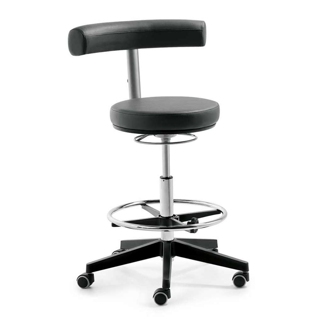 Bürohocker in Schwarz Kunstleder Lehne