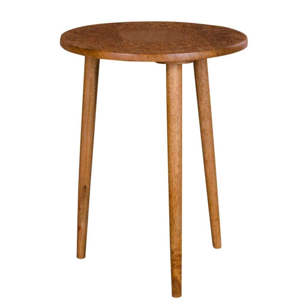 Beistelltischchen aus Mangobaum Massivholz rund