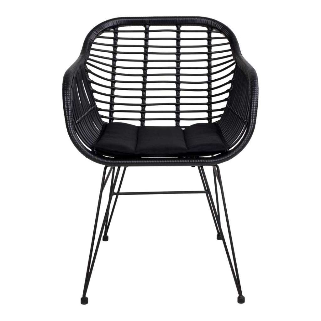 Esszimmerstühle in Schwarz Rattan Polsterauflage (2er Set)