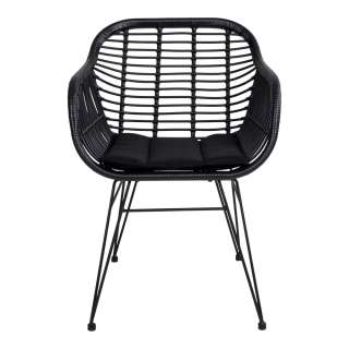 Esszimmerstühle in Schwarz Rattan Polsterauflage (2er Set)
