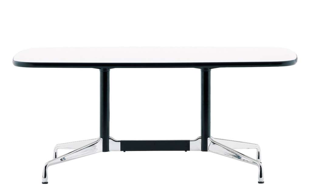 Vitra - Eames Segmented Table Meeting Bootsform, Ausleger poliert, Standrohr basic dark - Furnier amerikanischer Nussbaum - indoor