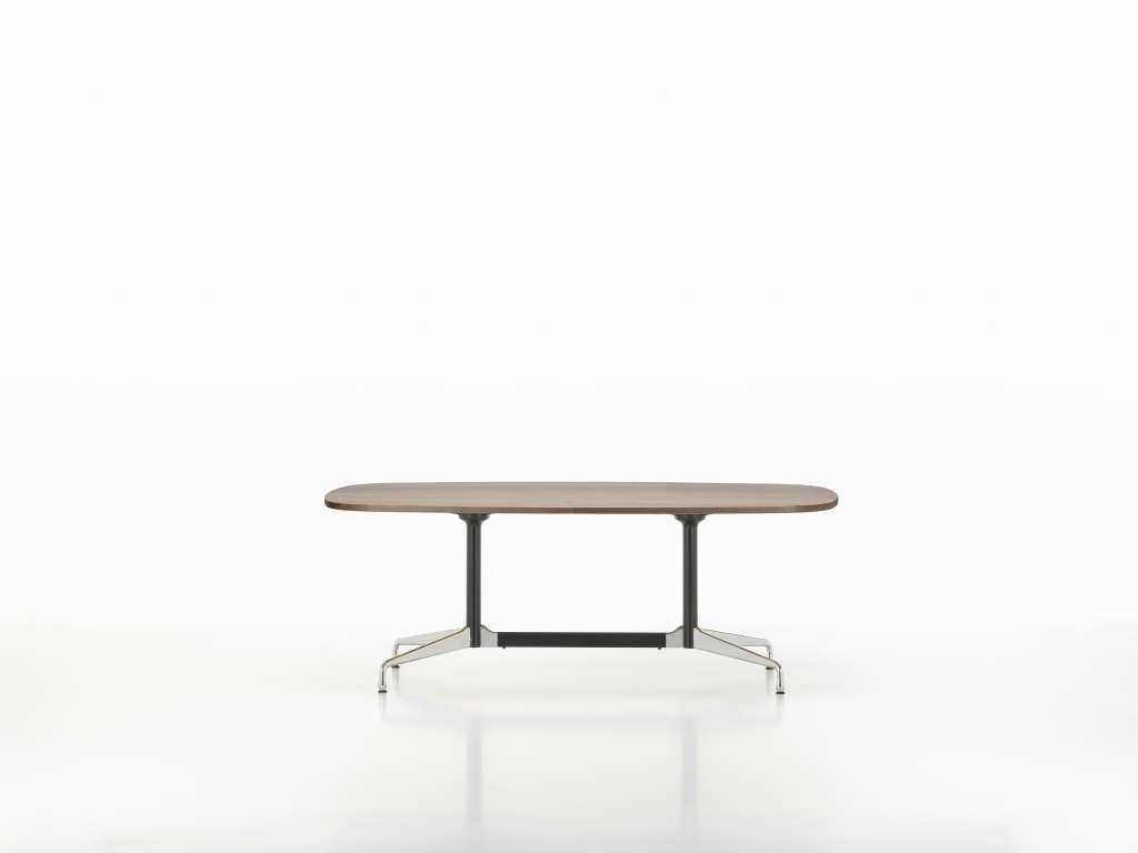 Vitra - Eames Segmented Table Meeting Bootsform, Ausleger und Standrohr chrom - Furnier Eiche dunkel - indoor