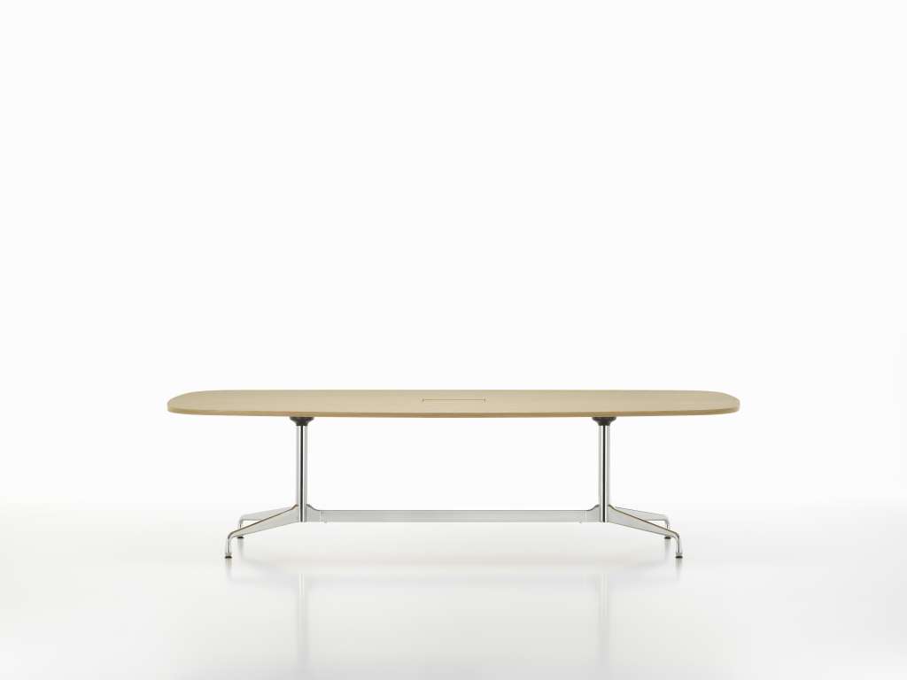 Vitra - Eames Segmented Table Meeting Bootsform, Ausleger und Standrohr chrom - Furnier Eiche dunkel - indoor