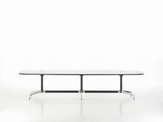 Vitra - Eames Segmented Table Meeting Bootsform, Ausleger poliert, Standrohr basic dark - HPL weiß, Kunstoffkante schwarz - indoor