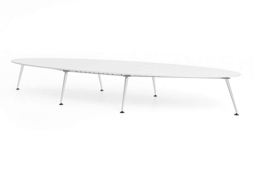 Vitra - MedaMorph Konferenztisch bootsförmig, 320x130 cm, Systemfuß poliert - Furnier Eiche hell - indoor