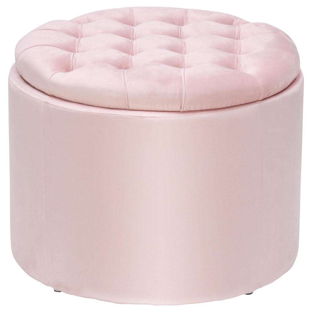 HOCKER Samt Kiefer massiv, Sperrholz Rosa