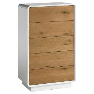 Lowboard Eiche, Eukalyptusholz furniert, teilmassiv, Hartholz matt, lackiert Weiß, Eichefarben