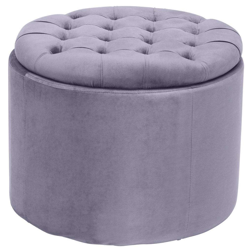 HOCKER Samt Kiefer massiv, Sperrholz Grau