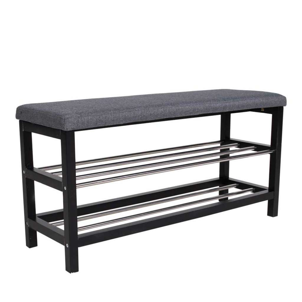 Flursitzbank in Grau und Schwarz Schuhablage