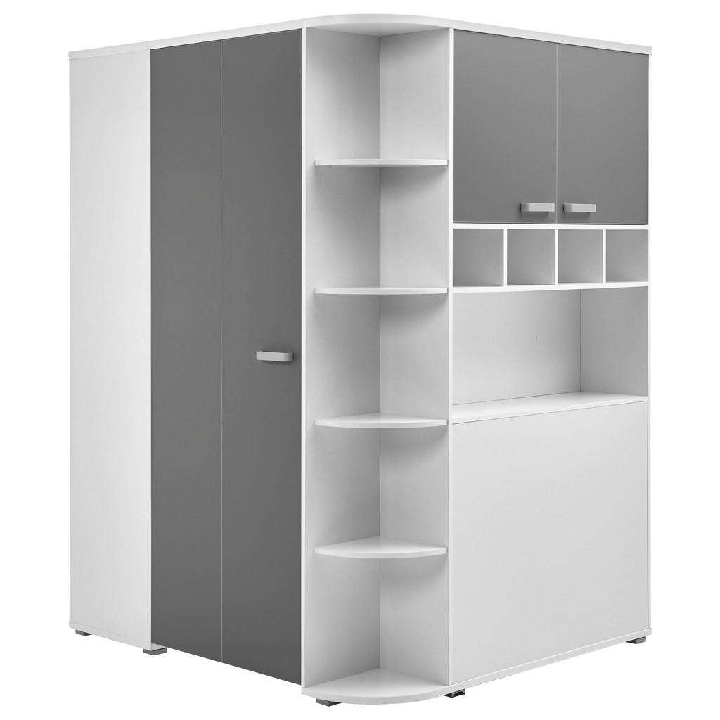 ECKSCHRANK Grau, Weiß
