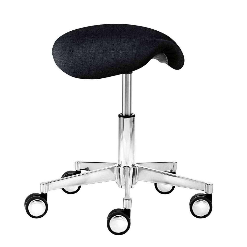 Höhenverstellbarer Hocker in Schwarz Webstoff Rollen